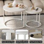Garden 4 you Nesting Coffee Table, 23.6" Round Coffee Table Set of 2, Wooden - Image 6