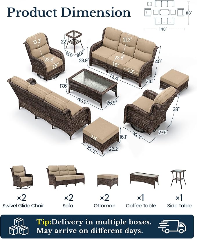 HILLGA 8-Piece Luxury Patio Furniture Set - Image 2