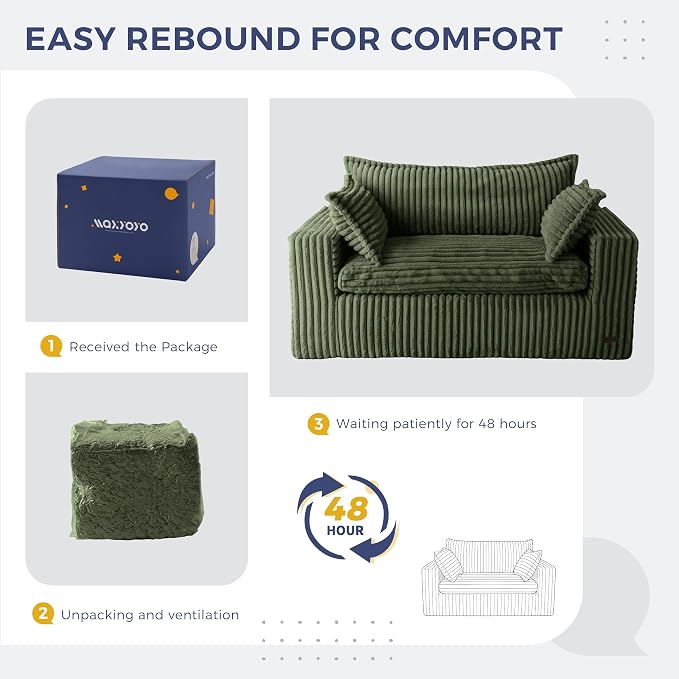 MAXYOYO 59" Bean Bag Sofa Couch, Loveseat Boneless Couch in a Box, Upholstered - Image 8