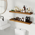 Fun Memories Floating Shelves for Wall, 32 Inch Set of 2 Rustic Wood Wall - Image 2