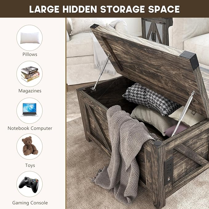 jimeimen Farmhouse Lift Top Coffee Table - Image 3