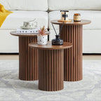 Bifins Round Nesting Coffee Table Set of 3, Mid Century Modern Fluted Coffee - Image 9