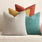 MIULEE Decorative Chenille Fall Pillow Covers Orange Teal 18x18 Pack of 4 | by MIULEE