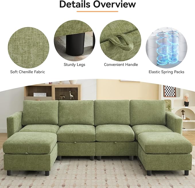 WUTUTUEE 58”Modular Sectional Loveseat Sofa - Image 4