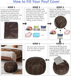 Thgonwid Unstuffed Moroccan Faux Leather Pouf Ottoman - Image 6