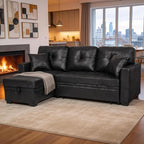 L Shaped Sectional Couch with Storage and Pull Out Bed, 3 Seater Sleeper Sofas - Image 2
