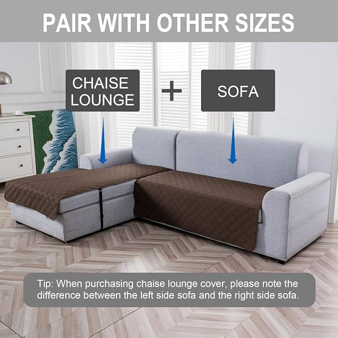 Genina L Shape Couch Cover, Sectional Couch Chaise Covers, Waterproof Washable - Image 2