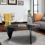 35.8" Modern Coffee Table, Triangle Tempered Glass & Sturdy Solid Legs - Image 6