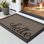 LUMI Outside Welcome Door Mat 24x36, Non-Slip Durable Rubber Easy Clean | Hello by LUMI