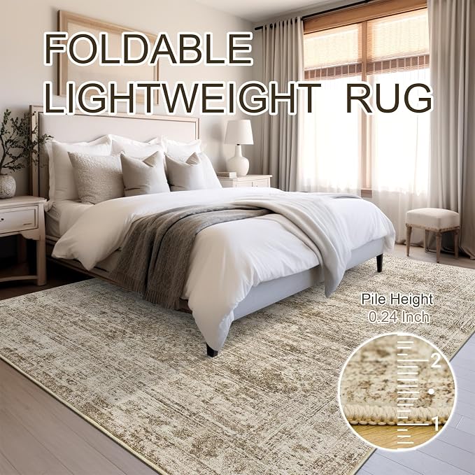 Soalmost Washable Area Rug 8x10 Large Soft Brown Rugs - Image 6