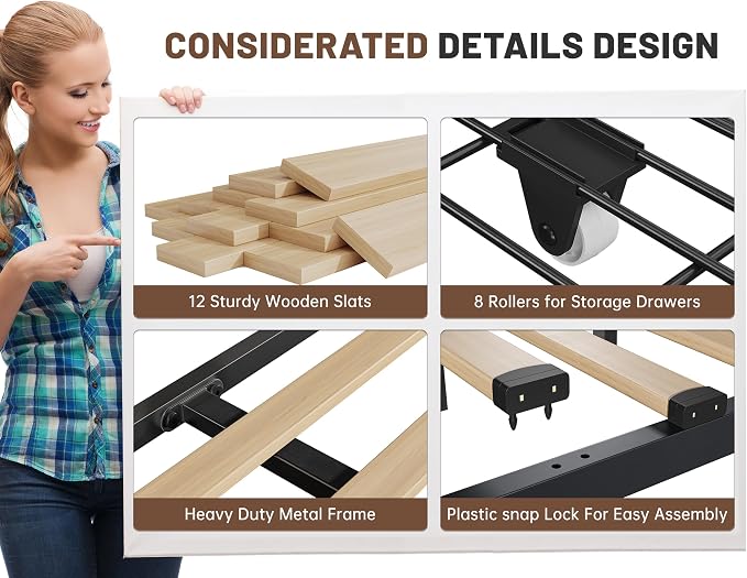 EnHomee Upholstered King Size Bed Frame - Image 6