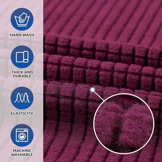 Stretch Oversized Couch Covers for Sofa Slipcover, Wine | 1-Piece Washable Sofa - Image 3