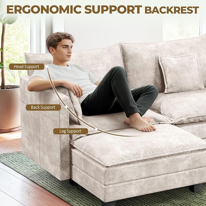 LEVELEVE 112.5" L-Shape Modular Sofa - Image 8