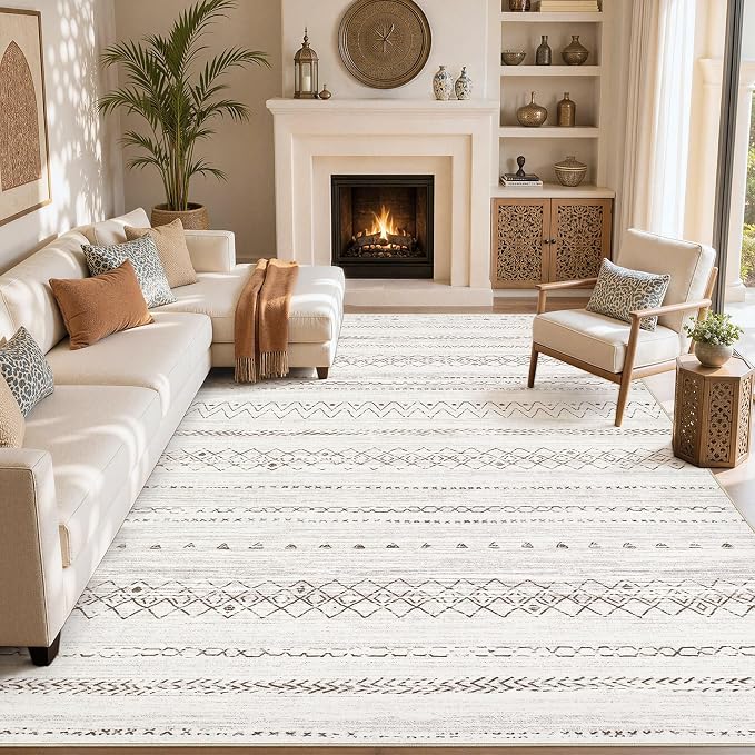 cotiled Boho 12x15 Area Rug for Living Room: Large Moroccan Washable Rug | - Image 7