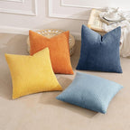 MIULEE Soft Corduroy Decorative Throw Pillow Covers Blue-Orange 20x20 | Set of 4 - Image 3
