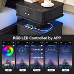 LED Nightstand Set of 2, Fluted Night Stand - Image 9