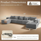 168" Cloud Sectional Couch, Comfort U Shaped Sofa - Image 2