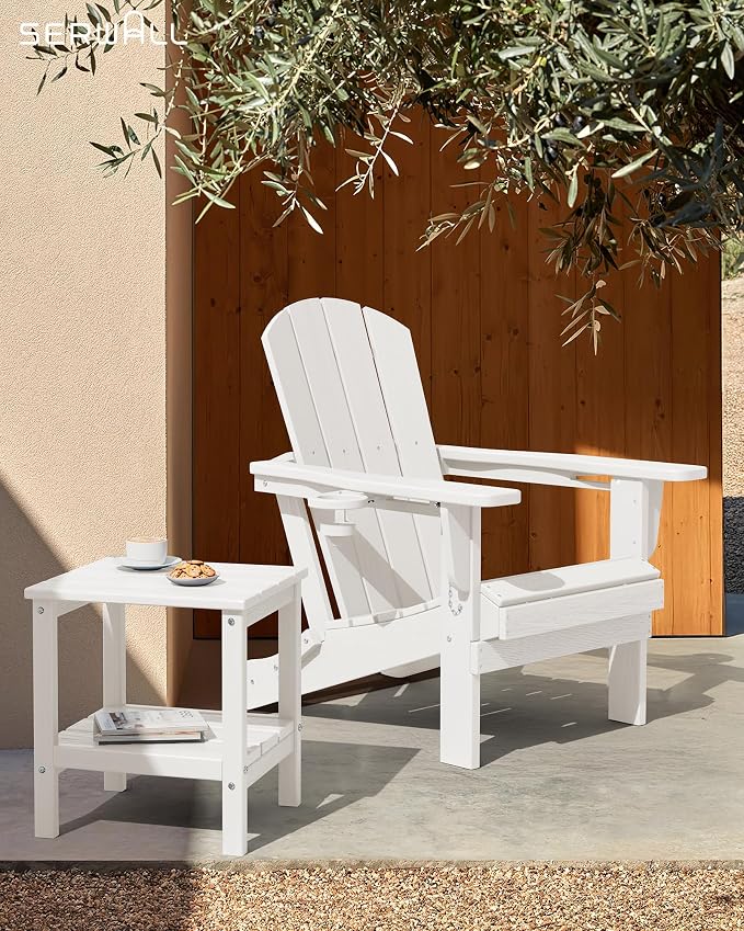 SERWALL 2-Tier HDPE Outdoor Side Tables Set of 4, Weatherproof Rectangular - Image 7