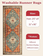 SERISSA 2'6"x8' Washable Non Slip Boho Runner Rug - Image 5