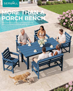 SERWALL Outdoor Bench, All Weather HDPE Outdoor Benches, 2-Person Armless Porch - Image 4