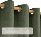 Olive Green Linen Sheer Curtains 95 inch - Image 2
