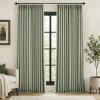 MIULEE Sage Green Pinch Pleated 100% Blackout Linen Curtains 40x84 Inches | by MIULEE