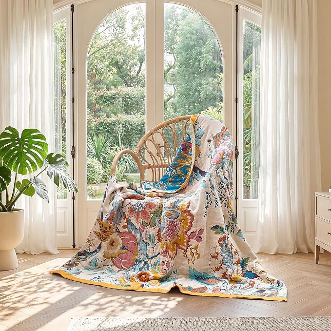 LUTBM Boho Throw Blanket for Bed Cotton Blankets Twin Size for Bedroom Living - Image 5