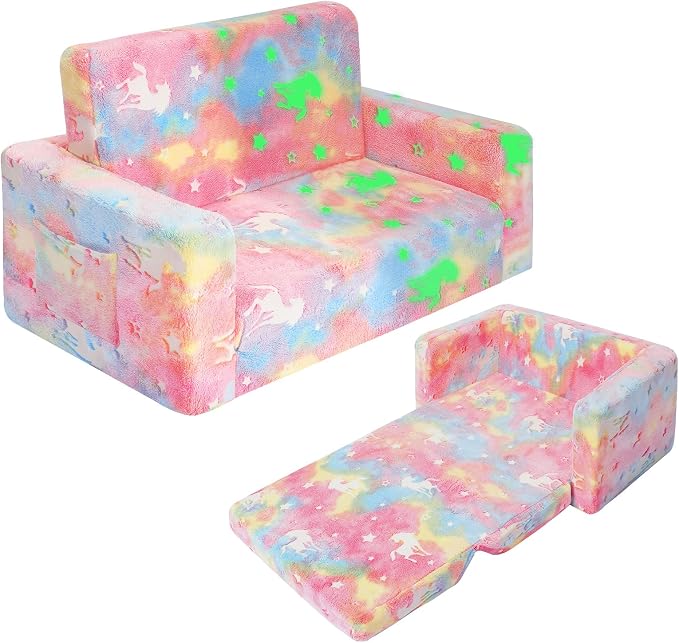 SLIGUY Kids Couch, Fold Out Kids Sofa Chair, Toddler Convertible Sofa to by SLIGUY