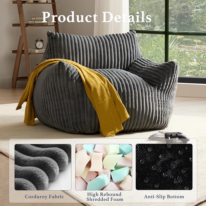 Giant Plush Bean Bag Chair for Adults - Image 3
