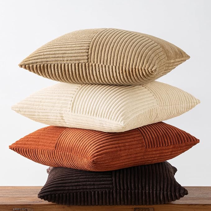 MIULEE Brown Beige Throw Pillow Covers 16x16 Inch Set of 4 Boho Farmhouse - Image 8