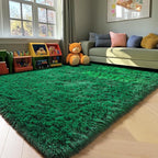Dark Green Area Rugs for Living Room Bedroom, 5x8 Fluffy Shaggy Large Rug - Image 8