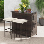 Tangkula Patio Bar Set, 3 Piece Outdoor Rattan Wicker Bar Set - Image 3