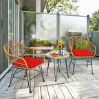 Tangkula 3 Pieces Patio Bistro Set, Rattan Conversation Set - Image 2