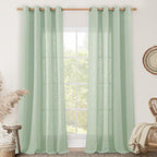 Linen Curtains for Living Room 84 inch Length 2 Panels, Light Filtering Semi by LAMIT