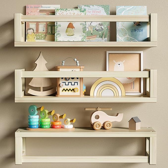 TidyCorner Upgraded Thick Floating Shelves, Solid Wood Bookshelf by Makestorageclosetolife
