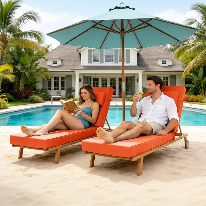 Chaise Lounge Cushions Outdoor 72x21x6 Inch, Fade Resistant 6'' Thicken Outdoor - Image 2