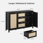 SICOTAS Rattan Sideboard Buffet Coffee Bar Cabinet - Image 3