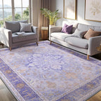 RELEANY Washable Area Rug, Water Repellent, Pet Friendly, Vintage Floral Boho - Image 3