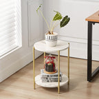 Gawicpy 2 Tier Round Side Table, Folding End Tables Coffee Table Simplistic - Image 2