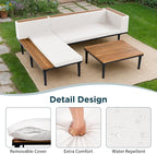 VilroCaz Luxury Outdoor Patio Furniture Set, L-Shaped Acacia Wood Sectional Sofa - Image 6