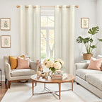 YoungsTex Beige Linen Curtains 84 Inches Length 2 Panels - Image 2