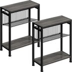 End Table Set of 2 for Small Space, 3-Tier Narrow Side Table by HOME