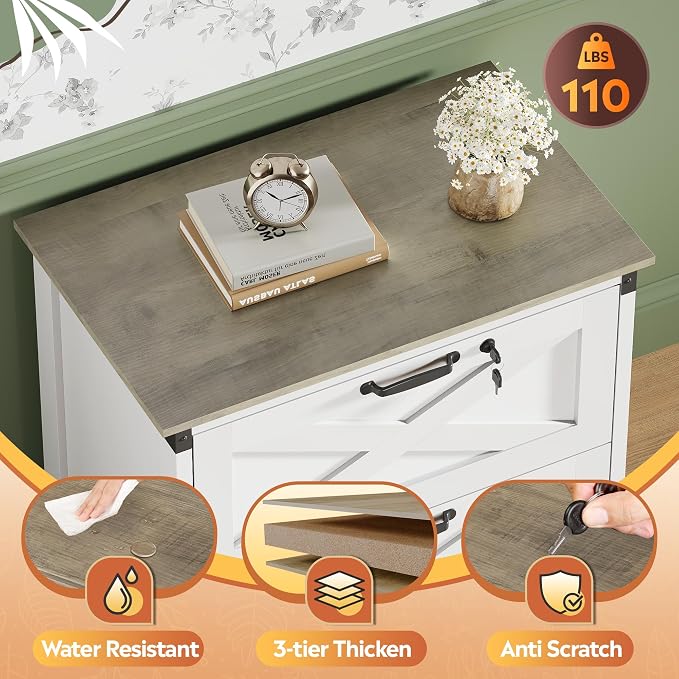 DEVAISE 2 Drawer File Cabinet, Lateral Wood Filing Storage Cabinet - Image 6