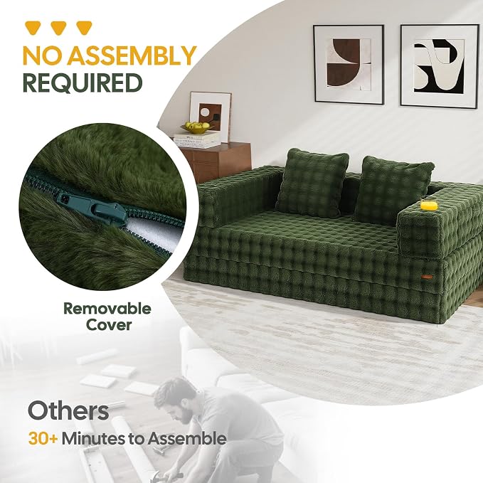 COMAX Futon Sofa Bed, 4‑in‑1 Convertible Sofa Bed, Folding Boneless Couches - Image 8