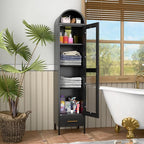 METAN Metal Arched Storage Display Cabinet, 1 Glass Door and Bottom 1 Drawer - Image 7