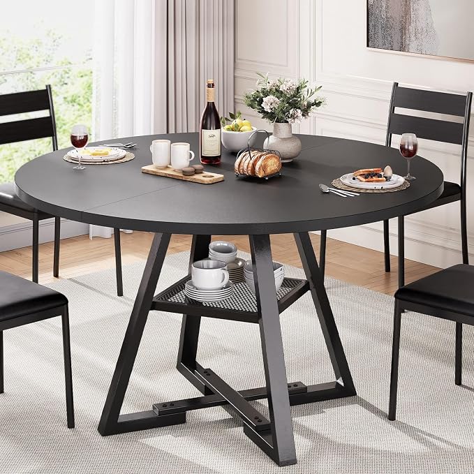 Jocoevol Round Dining Table for 4, Kitchen Dining Room Circle Dinner Pedestal by JOCOEVOL