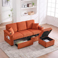 L-Shaped Sectional Sofa with Storage & Movable Ottoman, Corduroy 3 Seater by Firscook