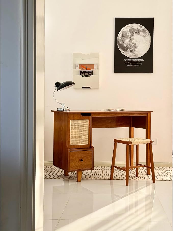 Vintage Style Desk with Storage Space and Drawer, Mid-Century Modern - Image 5