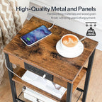 HOOBRO Side Table with Charging Station and USB Port, Small End Table - Image 7