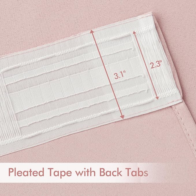 MIULEE Light Pink Back Tab Blackout Curtains 66x84 Inch Length 2 Panels Set | - Image 4